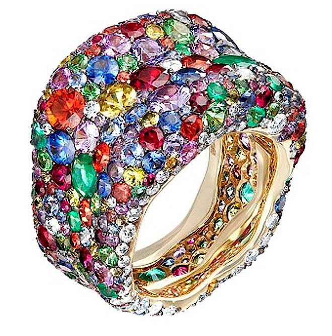 Multikolorowy pierścionek Fabergé Emotion. Eksplozja kolorów w pierścionkach Fabergé