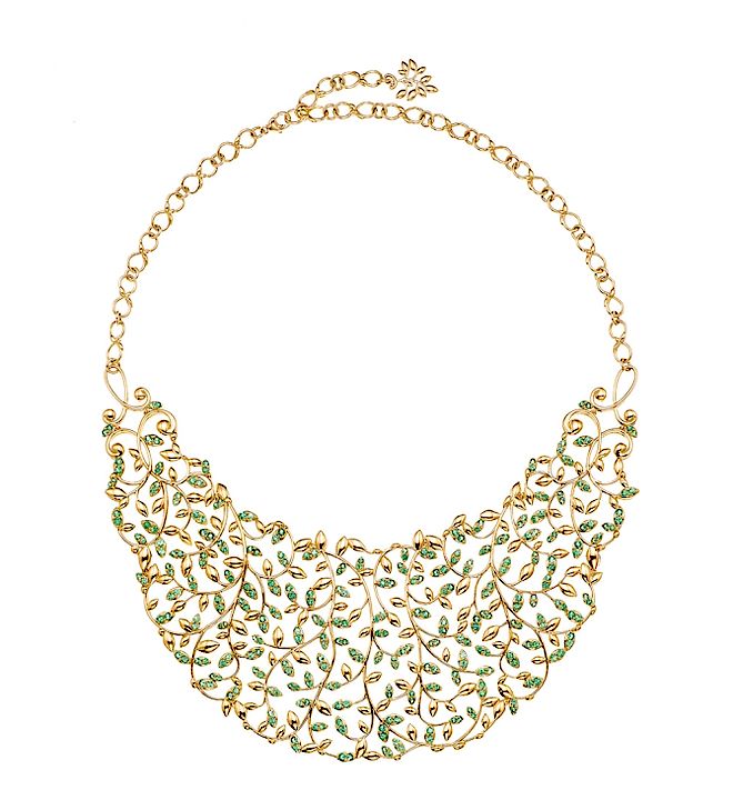 Naszyjnik Olive Leaf z tsaworytami w 18-karatowym złocie. Nowa kolekcja biżuterii Tiffany & Co.: Liść oliwny