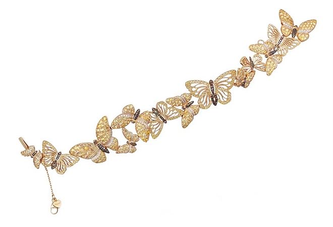 Naszyjnik z motylami Chopard z kolorowymi diamentami w różowym złocie