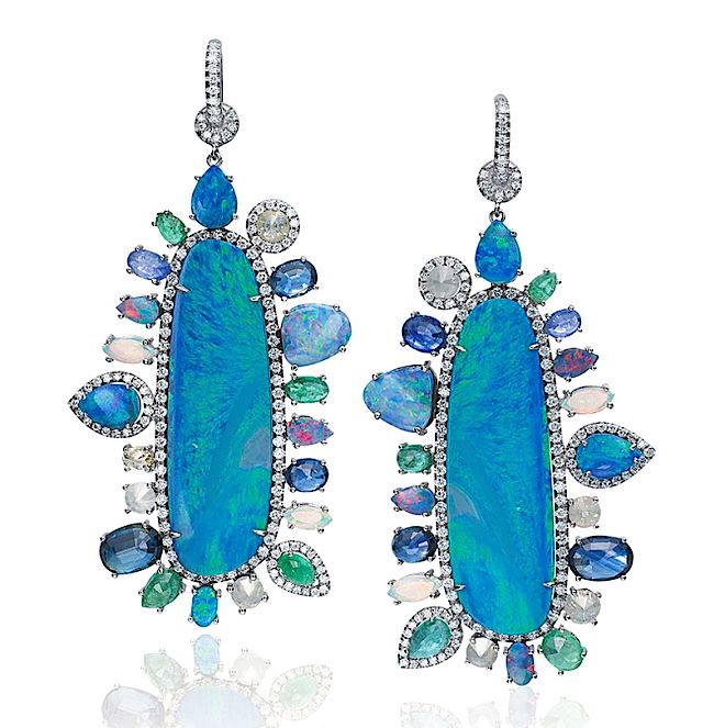 Kolczyki z opalem Nina Runsdorf, szafiry, szmaragdy, diamenty. Trendy w biżuterii 2013: opal