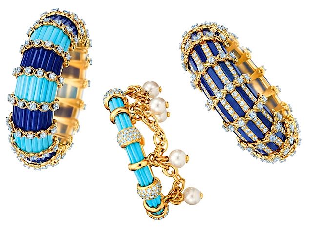Bransoletki Tiffany z ręcznie rzeźbionym lapis lazuli, turkusem i perłami. Nowa kolekcja biżuterii Tiffany and Co.