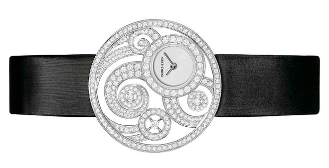 Zegarek Boucheron Ajouree Volute z diamentami w białym złocie. Pomysł na prezent: damskie zegarki roku
