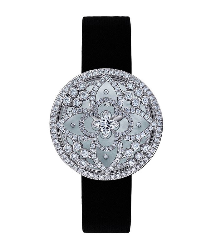 Zegarek Louis Vuitton Les Ardentes z czarnym satynowym paskiem. Pomysł na prezent: damskie zegarki roku
